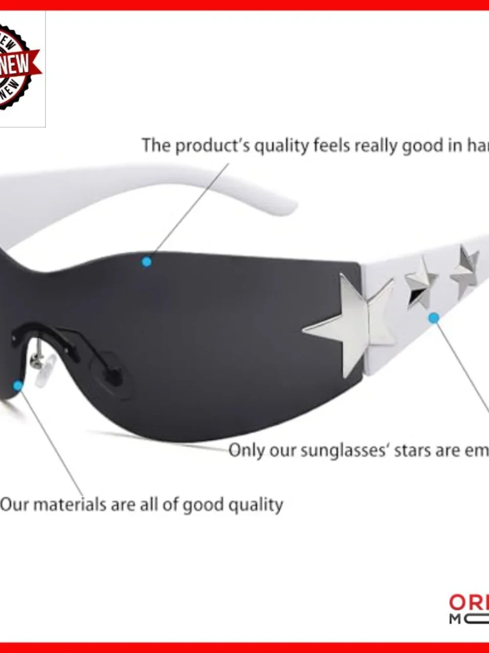 Rimless Y2K Sunglasses Wrap Around Shield Glasses UV400 Protection